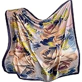 K-Elewon Large Square Scarf 43" Silk Scarf Fashion Scarves Silk Feeling Hair Wrapping Scarfs Night Sleeping Headscarf