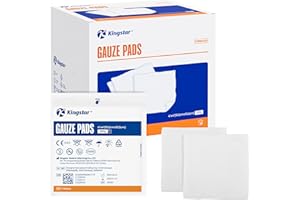 K KINGSTAR 100 Pack Sterile Gauze Pads 4x4 Inch 12-Ply, 100% Cotton Large Gauze Sponges for Wound Care, Highly Absorbent Bulk Hospital-Grade First Aid & Surgical Dressing