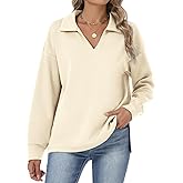 Lallabai Womens Sweatshirts Airlayer Tunic Tops Long Sleeve Hoodies V Neck Loose Pullover Sweaters 2026 Fall Fashion Outfits