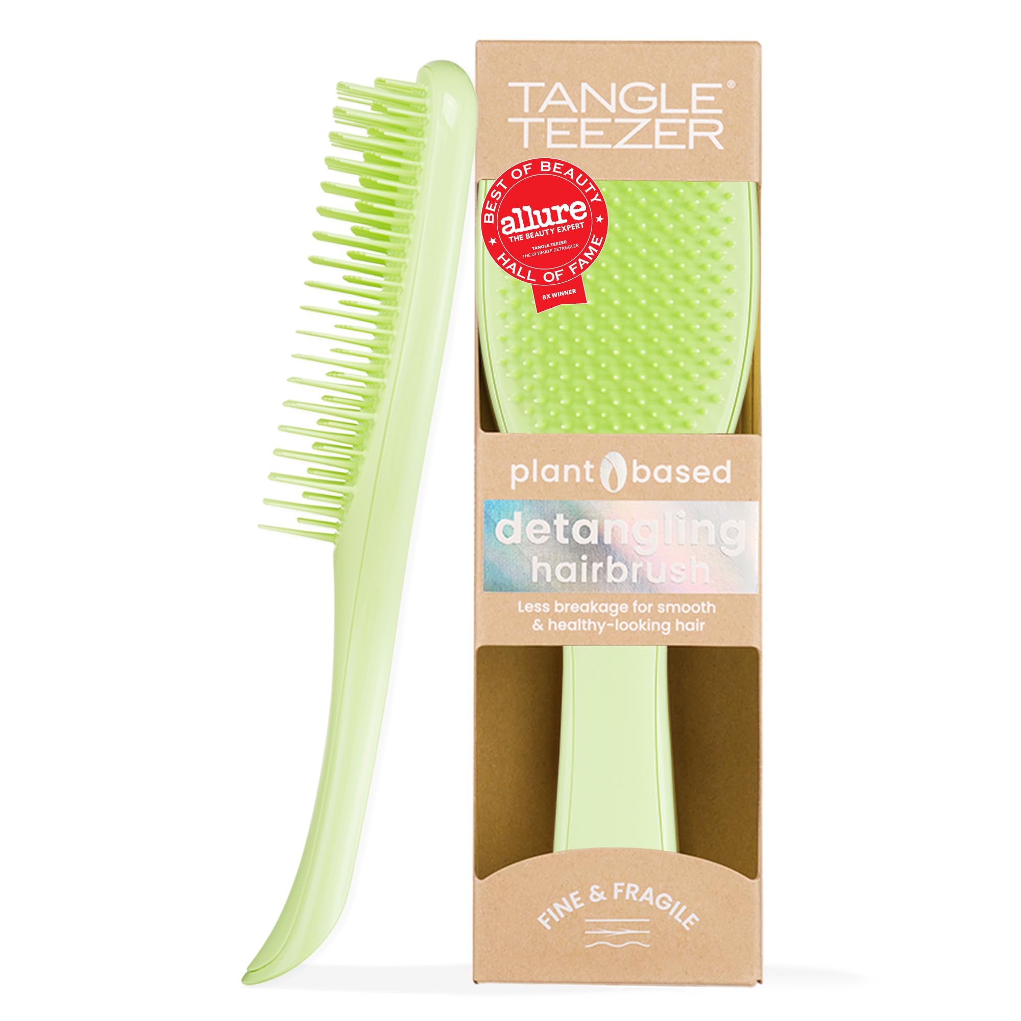 Tangle Teezer Plant Based Ultimate Detangler - Detangling Brush for Coloured, Fine & Thin Hair - Two-Tiered Soft Flex Teeth Reduce Breakage & Pulling - Gentle on Delicate Hair - Cool Matcha