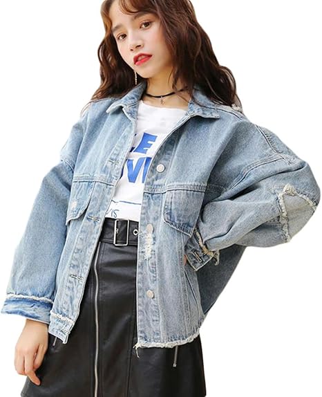 Amazon Bscoolレディース ジージャン ゆったり 春 ドルマンスリーブ デニムジャケット ダメージgジャン おしゃれ きれいめ コート ジャケット 通販