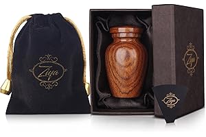 ZIYA Wooden Cremation Small Urns for Human Ashes Keepsake Adult Male Female - Mini Urn for Ashes for Women Men Child Decorative Memorial Funeral Urns for Ashes Pet Cat Dog with Gift Box, Bag & Funnel