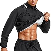 Junlan Sauna Jacket for Men Sweat Jacket Zipper Hoodie Sauna Suit for Workout