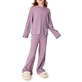 MIANZHI Girls 2 Pieces Outfits Lounge Set Knit Hoodies Flare Pants Sweatshirts and Sweatpants Kids Tracksuits 5-14 Years