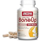 Jarrow BoneUp Three Per Day, Vitamin D3 and Calcium, 180 Capsules | For Bone Density and Skeletal Nutrition, K2 (as MK-7), 60 Day Supply, Take 3 Per Day