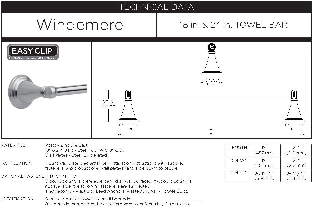 Delta Faucet 79618-OB Windemere 18" Towel Bar, Delta Oil Rubbed Bronze - - 