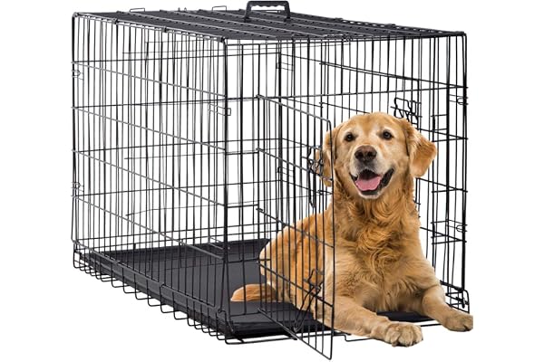 BestPet 42 Inch Dog Crates for Large Dogs Folding Mental Wire Crates Dog Kennels Outdoor and Indoor Pet Dog Cage Crate with D