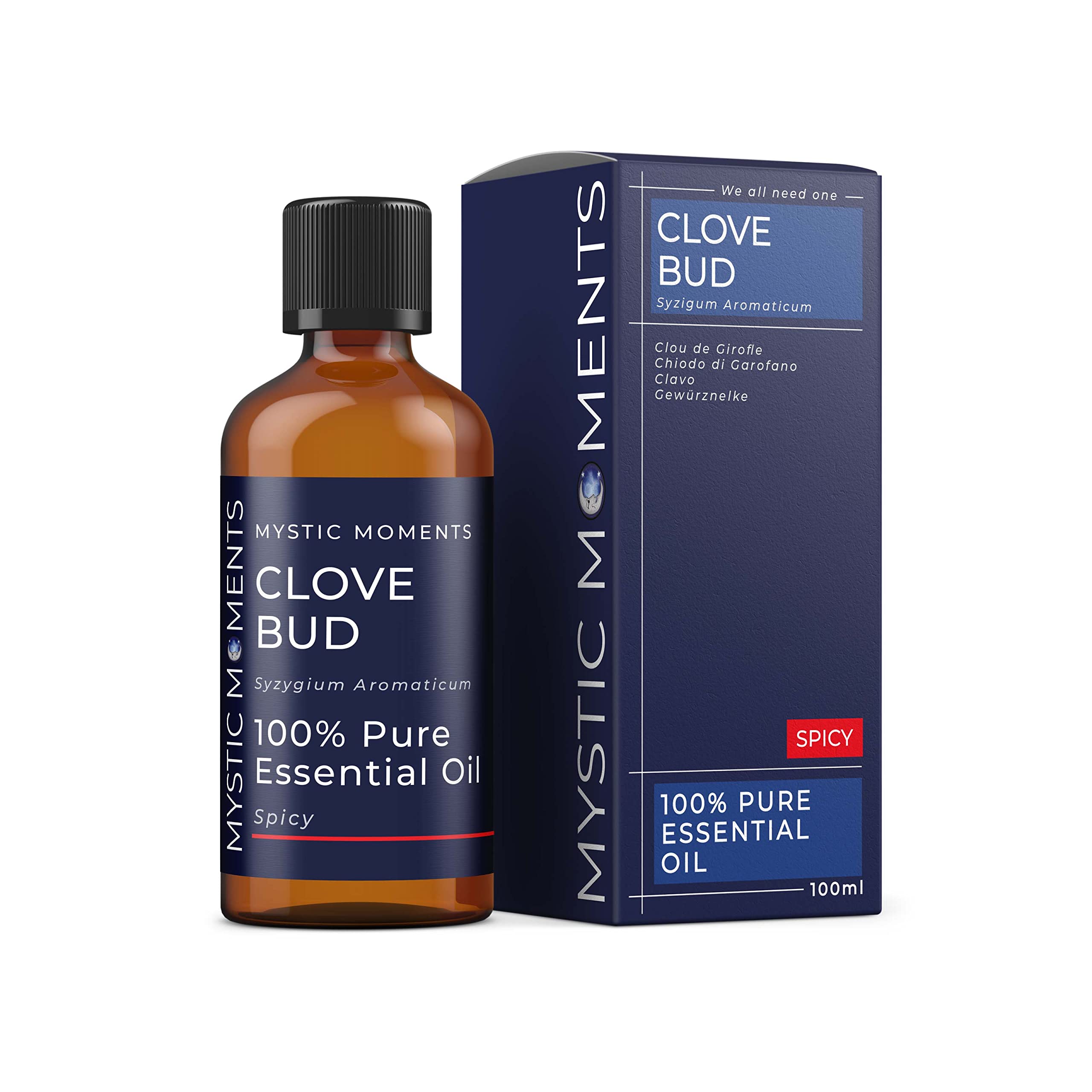 Mystic Moments | Clove Bud Essential Oil (Syzygium aromaticum) 100ml | Pure Aromatherapy Oil for Diffusers, Massage & Home Blends | Warm Spicy Scent, Relaxing Ambience