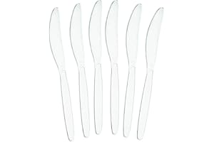 Plasticpro Disposable Clear Plastic Knives Heavyweight Utensils Pack of 50 Count