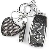 YIKECASE Key Fob Cover with Keychain Compatible with Mercedes Benz 2017-2021 E-Class 2018-2021 S-Class 2019-2021 A-Class C-Class G-Class, 4 Buttons (Black)