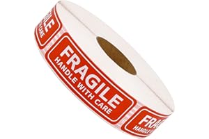 Methdic Fragile Stickers - 1"x 3" Strong Adhesive Fragile Labels 1 Roll/1000 Labels(Handle with Care,Fragile) Stickers for Shipping and Moving