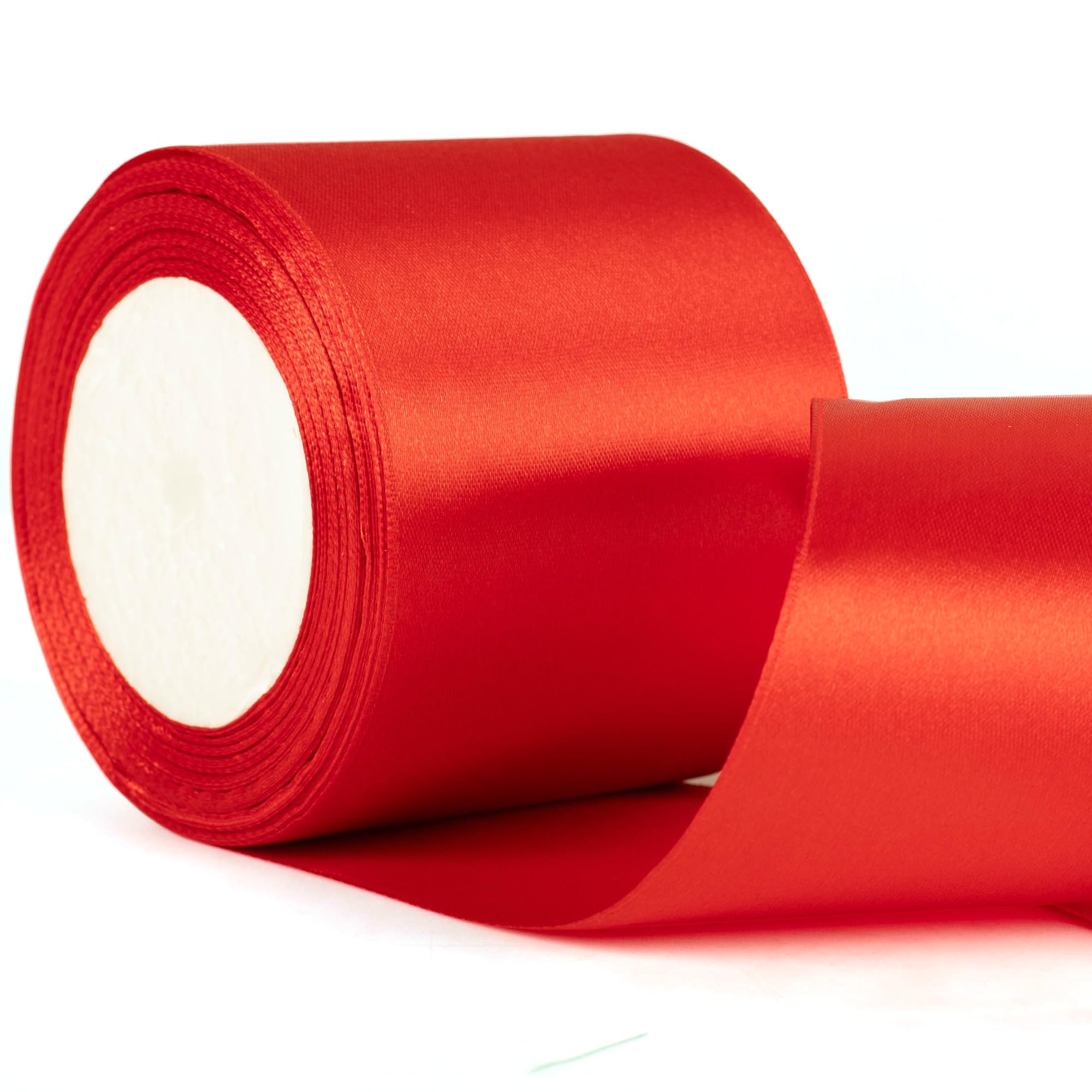 75mm Wide Red Thick Ribbon for Gift Wrapping 22m, Thick Red Ribbons Fabric Satin Ribbon for Present Wrapping Christmas Florist Bouquet Cake Hair Bow Crafting Wedding Car Decoration