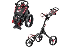 XGeek Folding Golf Push Cart, 3 Wheel Golf Trolley Lightweight Golf Bag Pull Cart Caddy Cart for Golf Clubs and Golf Bag with Cup Holder Scorecard Holder/Storage Compartment