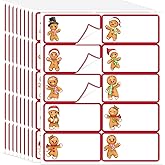 Whaline 300Pcs Christmas Address Labels Gingerbread Man Gift Tags Printable Mailing Labels Matching with Laser and Ink Jet Printer for Xmas Package Envelope Card Home Office