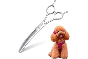 FOGOSP Curved Thinning Shears for Dogs Grooming 6.5'' Multipurpose Professional Pet Curved Blender Scissors for Small Dog Grooming 35% Thinning Rate (6.5 In, Curved Thinners)