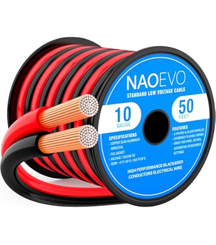 Filo Elettrico PVC 20 AWG, Solido, 100 Piedi Rosso E 100 Piedi Nero, 300V, Marca BINNEKER