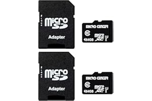 INLAND Micro Center 64GB Class 10 MicroSDXC Flash Memory Card with Adapter for Mobile Device Storage Phone, Tablet, Drone & Full HD Video Recording - 80MB/s UHS-I, C10, U1 (2 Pack)