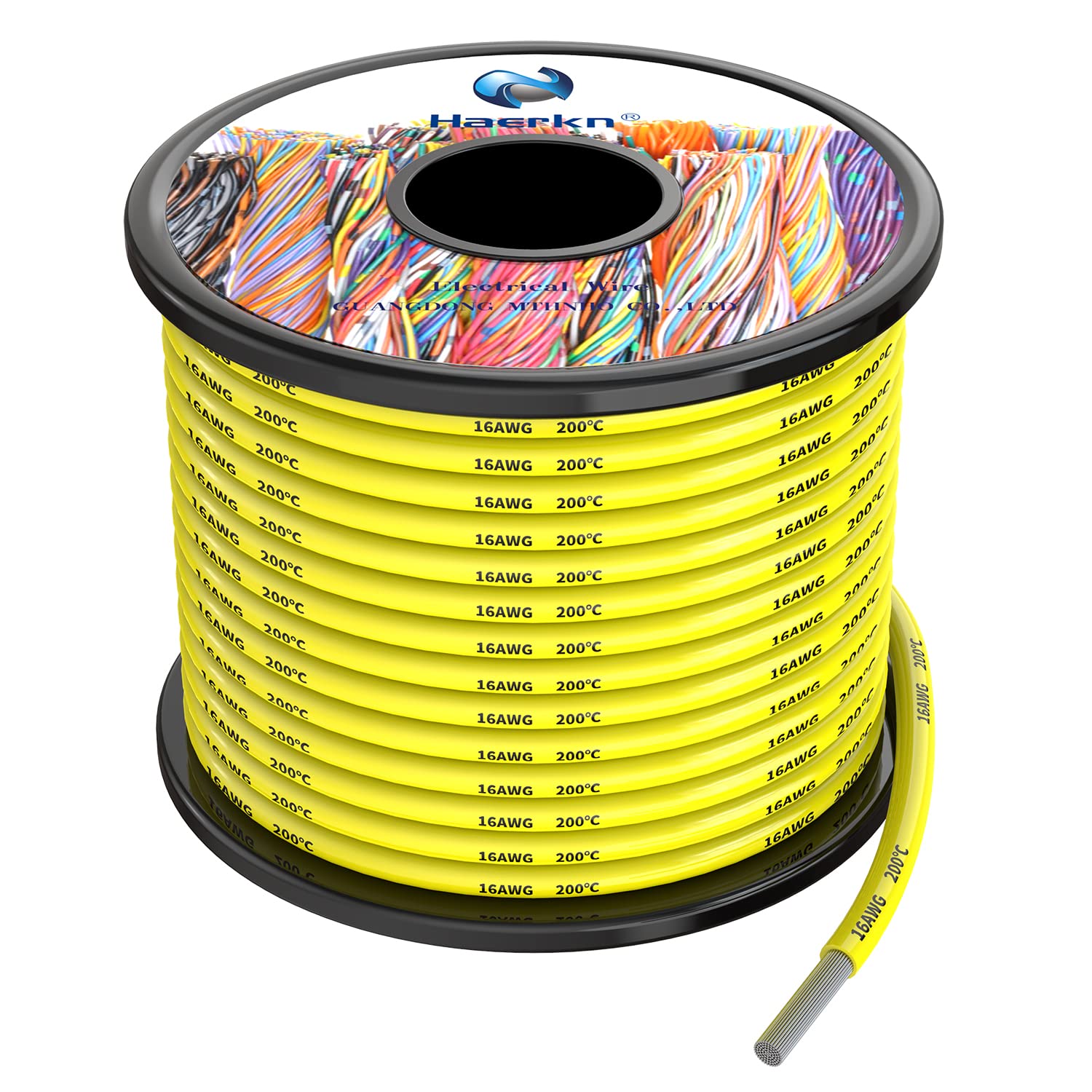 1.3mm² 16awg Silicone Electrical Wire Cable Yellow 15Meters 16 Gauge Hookup Wires kit Stranded Tinned Copper Wire Flexible and Soft High Temperature Resistance