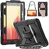 Samsung Galaxy Tab A7 Case 2020 with Screen Protector Pencil Holder [360 Rotating Stand&Hand Strap], HXCASEAC Shockproof Full