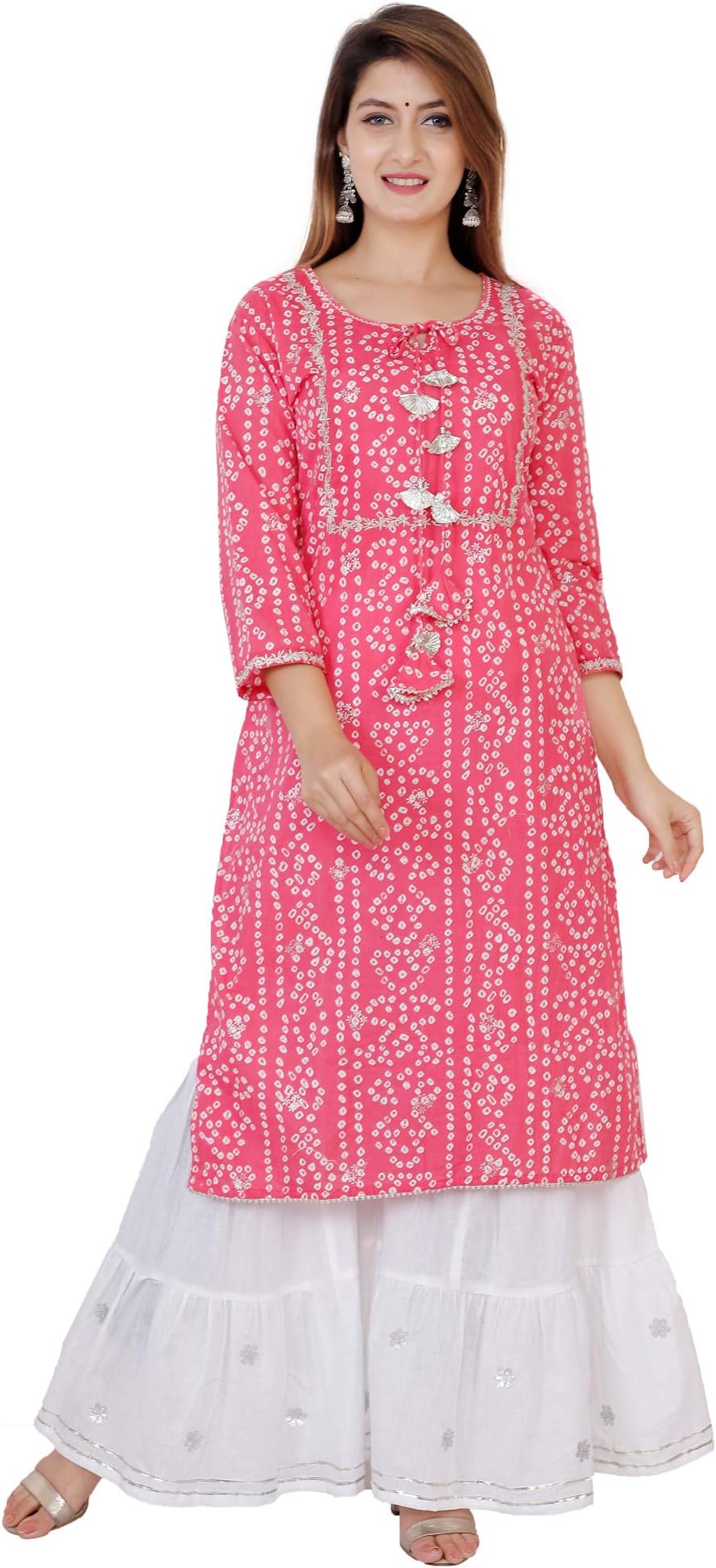 Sanganeri Kurti Women's Cotton Printed Kurta with Sharara Set