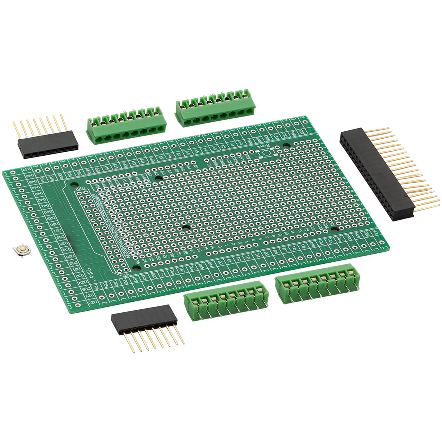 AZDelivery Complete Kit Shield Board Connection PCB Prototype Board Screw Module Soldered Terminal Block compatible with Mega 2560 R3 DIY Microcontroller Unsoldered