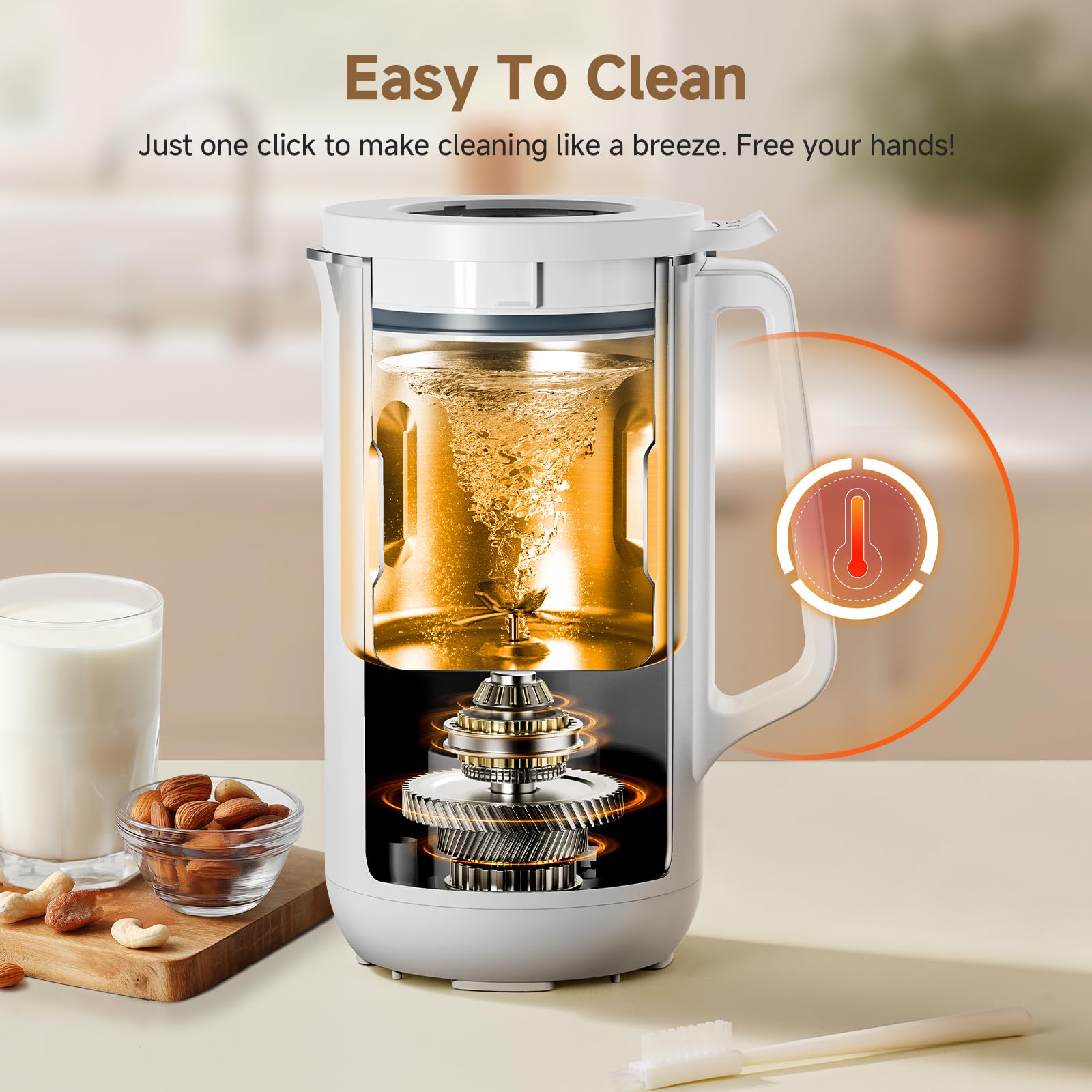 Máquina para hacer leche de nueces de 40 oz, máquina para hacer leche de nueces 10 en 1 para leche de almendras casera, leche de soja, avena y bebidas no lácteas, máquina para hacer leche de soja con 10 cuchillas, inicio retardado, mantener caliente, limpieza automática, ebullición