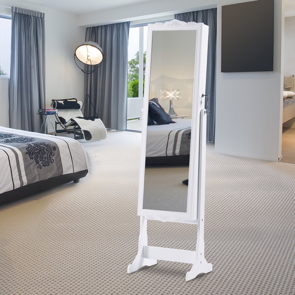 Armarios LANGRIA Joyero Espejo de Pie Armario para Joyas y Maquillaje