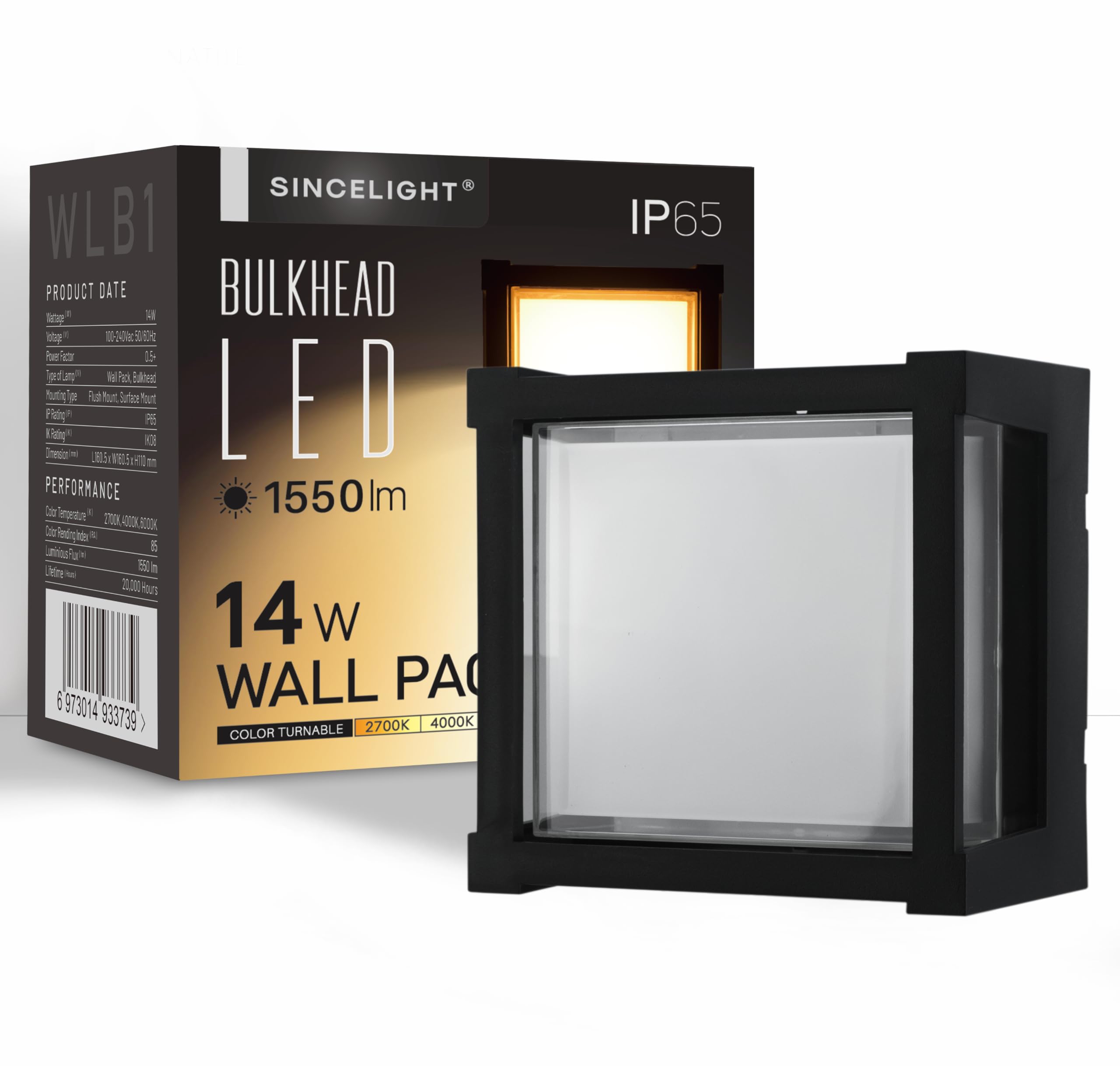 SINCELIGHT 14W LED Wall Light Fixture, IP65 Waterproof Wall Pack for Outdoors, Hardwired Modern Circular Wall Sconces, Warm White to Cool White Turnable (WLB1)