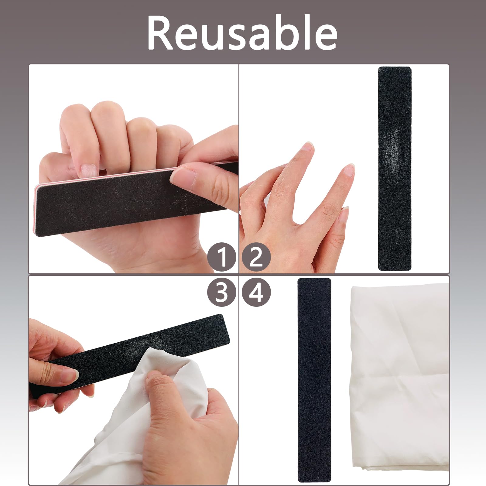 LNAUJS 10 Pack 100/180 Grit Nail Files, Black Professional Reusable Emery Boards Manicure Tool for Acrylic Nails, Nail Buffering Files, Rectangle Shape