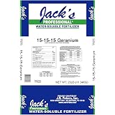 Jack's Professional 15-15-15 Geranium Water-Soluble Fertilizer, 25lb | Powdered, Targeted Micronutrient Package, Promotes Root Growth and Bud Set in Flowering Plants Grown in Neutral pH Soil