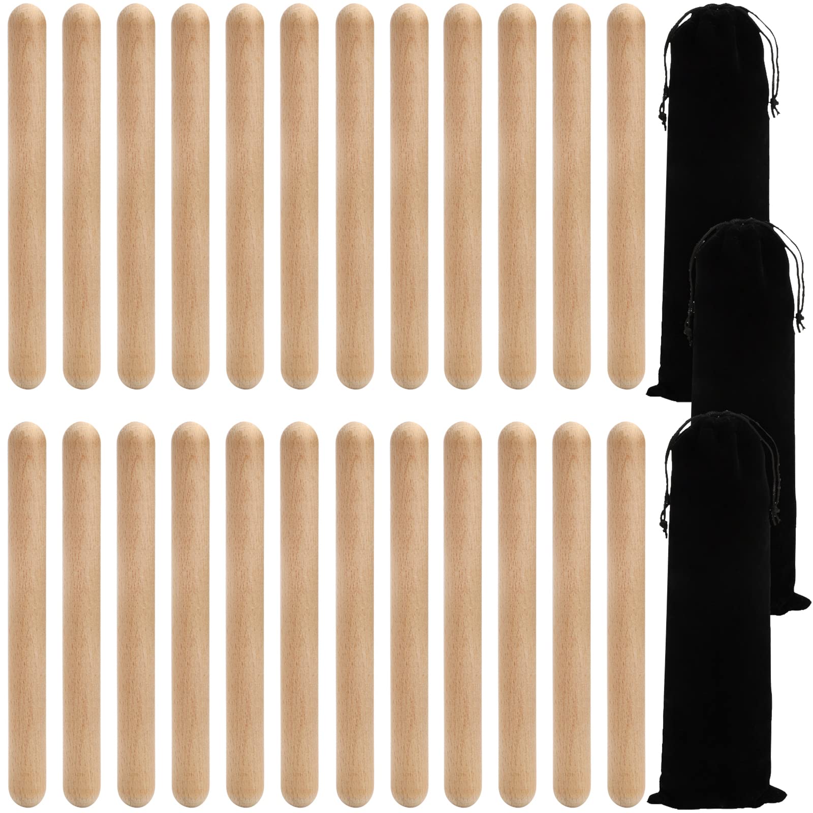 Photo 1 of ZEAYEA 24 Pack Rhythm Sticks with 3 Carry Bag, 8 Inch Wood Claves Musical Percussion Instrument, Hardwood Musical Sticks for Music Parties Musical Education