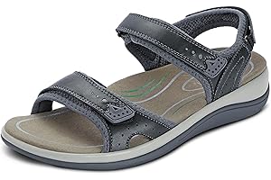 Orthofeet Women's Orthopedic Leather Malibu Adjustable Sandals