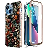 Esdot for iPhone 13 Case with Built-in Screen Protector,Military Grade Rugged Cover with Fashionable Designs for Women Girls,Protective Phone Case 6.1" Flower Garden
