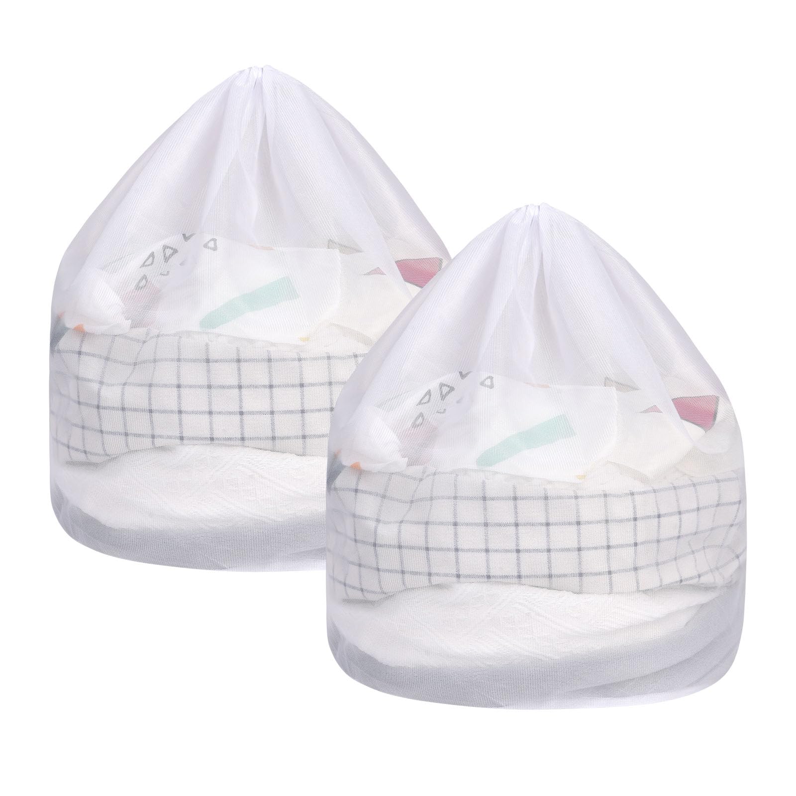 flintronic Drawstring Mesh Laundry Bag, 2PCS Fine Net Durable Drawstring Laundry Bag, 60 x 80 cm Mesh Laundry Wash Bags for Washing Machine Travel, Delicates, Bra, Baby Cloths,Toy Storage — image 1
