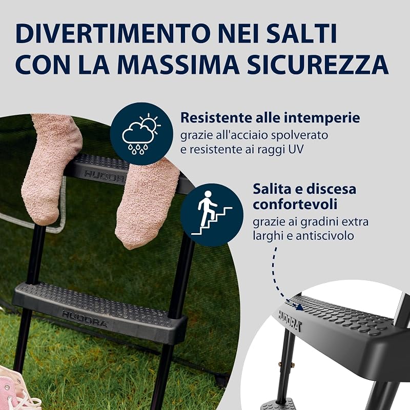Scaletta Universale - scaletta per Trampolino Antiscivolo con scalini Larghi - scaletta di Sicurezza Regolabile per Il Trampolino - Scala di Alta qualità e Resistente ai Raggi UV — foto 3 di 6