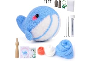 LOKUNN Needle Felting Starter Kit, Animal Needle Felting Kit, Complete Needle Felting Tools, Needle Felting Kit for Adults Beginners, DIY Crafts(Whale)