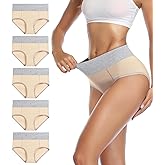 wirarpa Women's Cotton Underwear High Waist Stretch Briefs Soft Underpants Ladies Full Coverage Panties 5 Pack