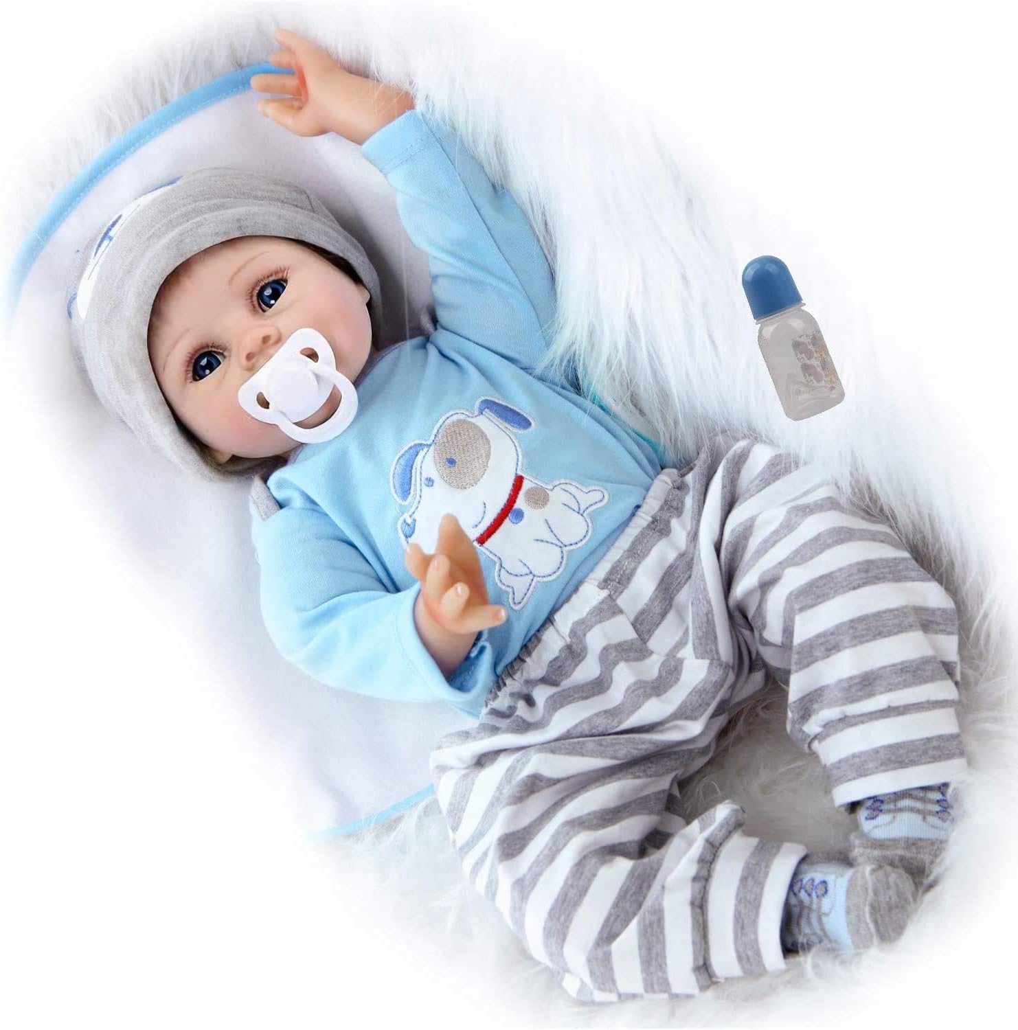 ZIYIUI Reborn Baby Doll, 22inch 55cm Realistic Baby Dolls,Soft Vinyl Silicone,Reborn Dolls Boy,that Look Real Newborn Baby,Cute Baby Boy,Lifelike Baby Doll Weighted Magnetic Pacifier, Ages 3+