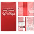 Dickno Car Registration and Insurance Holder, 10.39''×9.56'' Essential Auto Card Document Glove Box Organizer with Closure, Car Interior Accessories (Red, Smooth Car)
