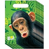 AoneFun Safari Party Bags, Monkey Theme Party Favor Bags, Safari Animal Party Supplies, Jungle Animal Party Supplies, Zoo Animal Party Supplies for Kids - Set of 8 Animal Party Bags, Safari Loot Bags