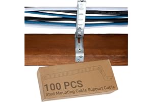 Landhoow 100 Pcs Stud Mounting Cable Support Metal Stud Support CS-CJ6 Pre Galvanized Steel Bolt Mount Cable with Locking Tab, Fasteners with Locking Tab Silver Box Fasteners