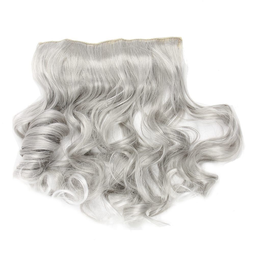 Slb Works Silver Gray Curly Clip In Hair Extensions Grandma Hair