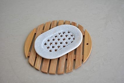 Kunhar Natural Marble Soap Dish for Bathroom/Marble Soap Dish for Bath Tub/Marble Soap Dish for Wash Basin Beautifully Crafted Bathroom Accessory