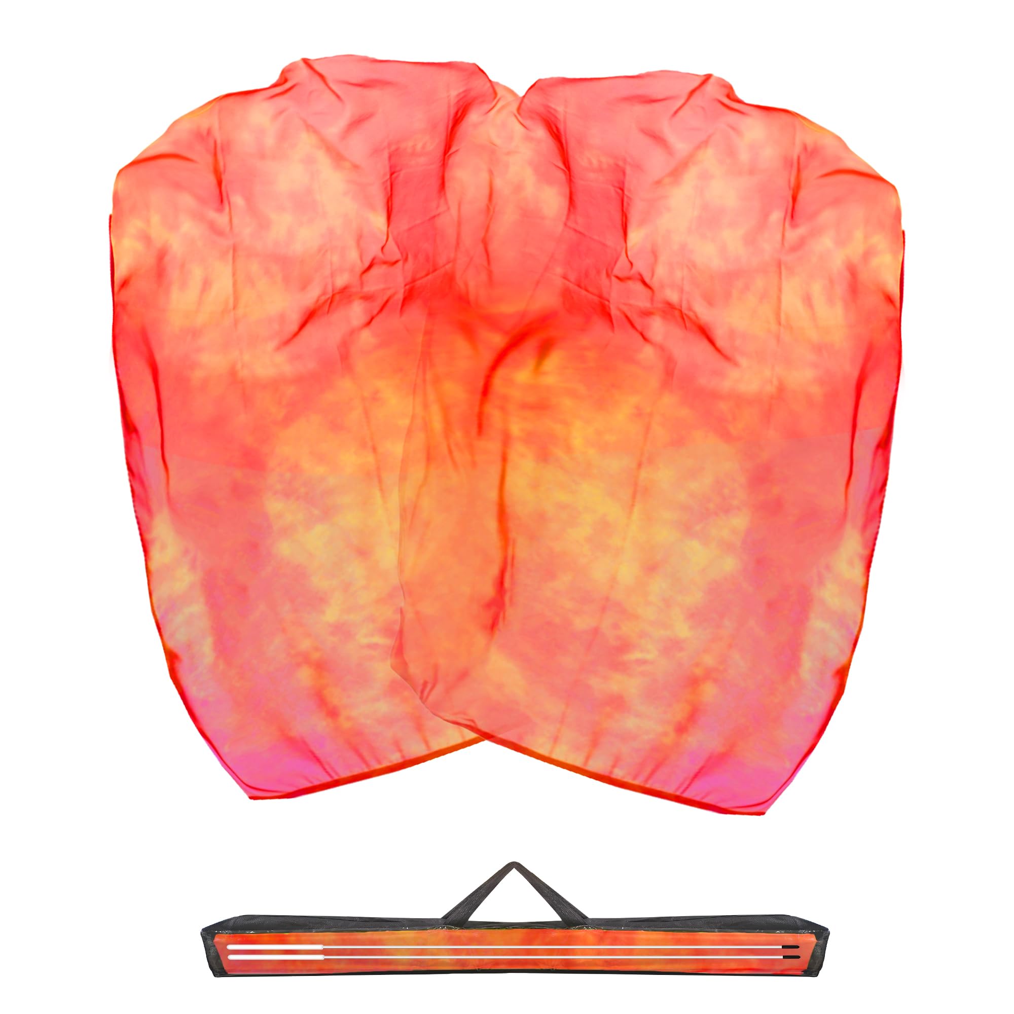 Baisdan 55" * 45" Consuming Fire Worship Flags, Praise Dance Flags with Flexible Rods & Carrying Bag, Worship Flag For Church Dance Orange-red