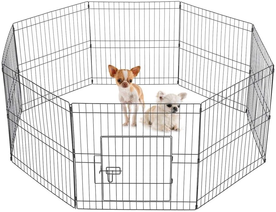 dog climbing out of pen