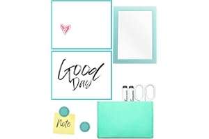 MYMAZN Magnetic Locker Mirror for School Locker, 5pcs Locker Accessories Kit with Magnetic Mirror, Dry Erase Board, Pen Holder, Locker Magnets for Refrigerator, Office Cabinet (Blue)