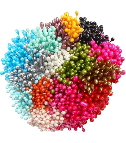 800pcs White Flower Stamen - 1mm Double Head Pistils For DIY Crafts & Cake Decorating