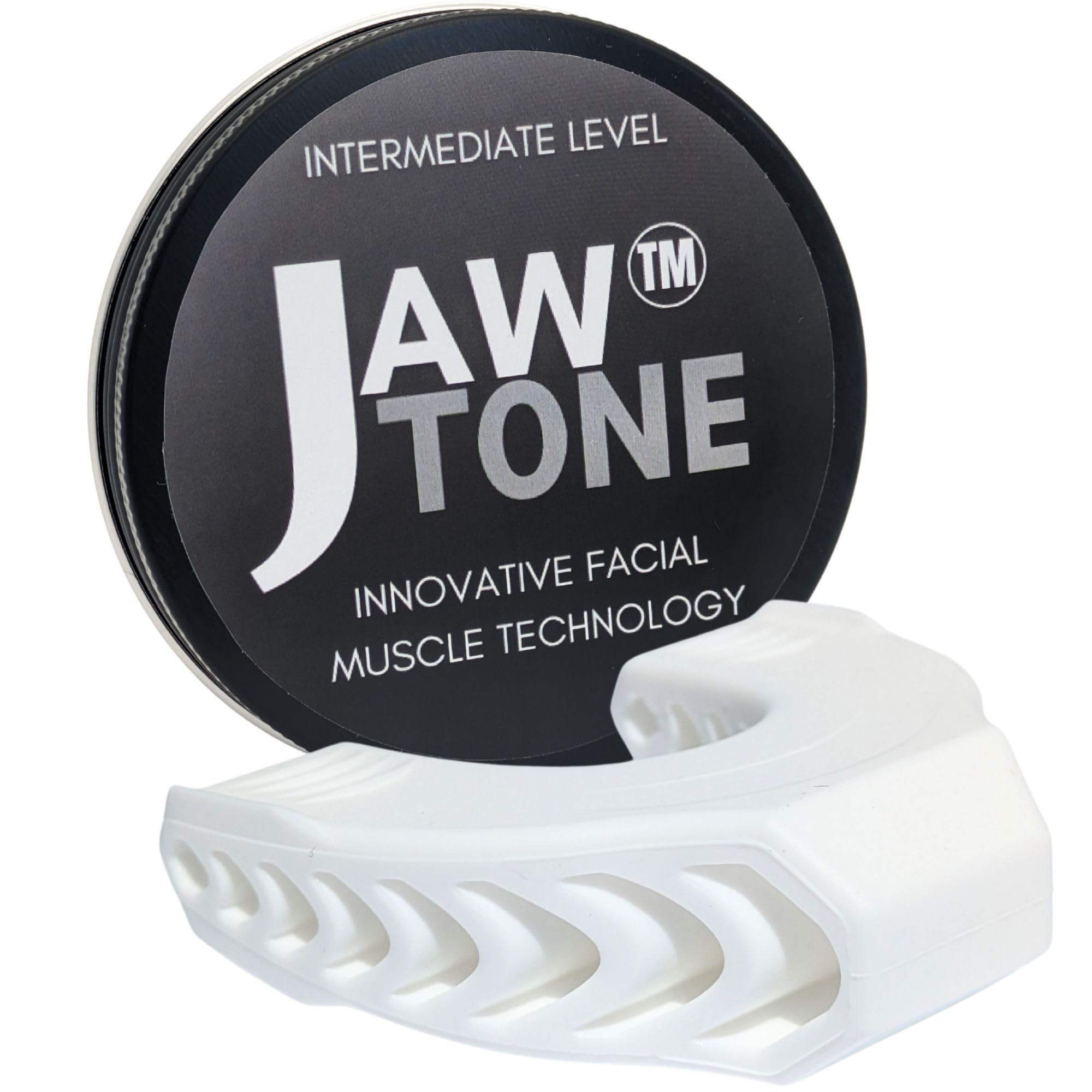 JawTone™ Face and Jawline Exerciser for men and women. Jaw, Neck, CHIN, Cheeks targeted to slim, tone, and define a sharper, age-defying look INTERMEDIATE LEVEL -40LBS resistance