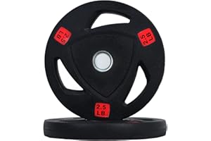 Signature Fitness Vinyl Coated Cast Iron Plate Weight Plate for Strength Training and Weightlifting, Standard or Olympic, Multiple Sizes