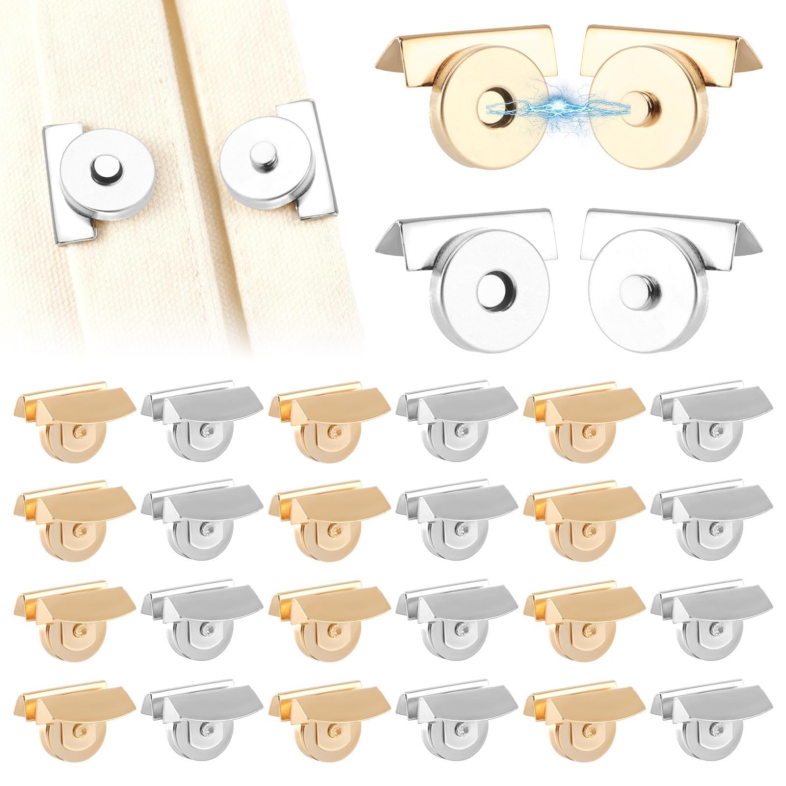 Photo 1 of 24 Sets Magnetic Snaps Buttons, No-Sew Metal Magnetic Buttons Clasps Purse Closure, Suitable for Bags, Clothing, Crafts, DIY Accessories(Edition:A)